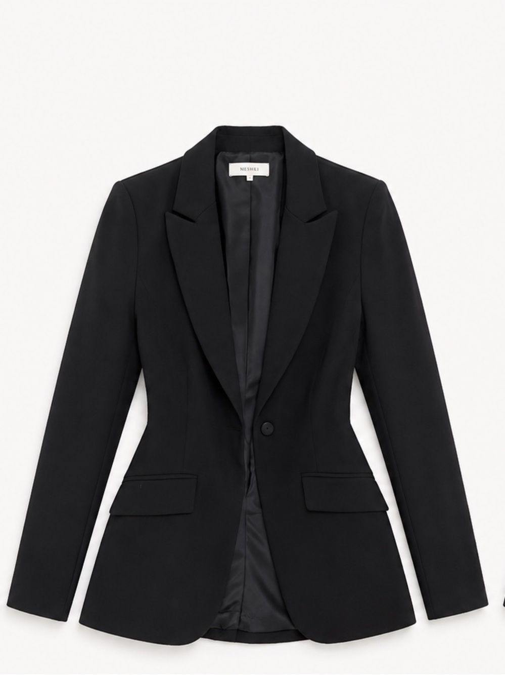 Meshki Black Single-Button Tailored Blazer